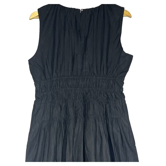 Hyacinth Dress in Cotton Poplin Medium Black Midi Smocked A Line Classic Modest - Picture 4 of 12